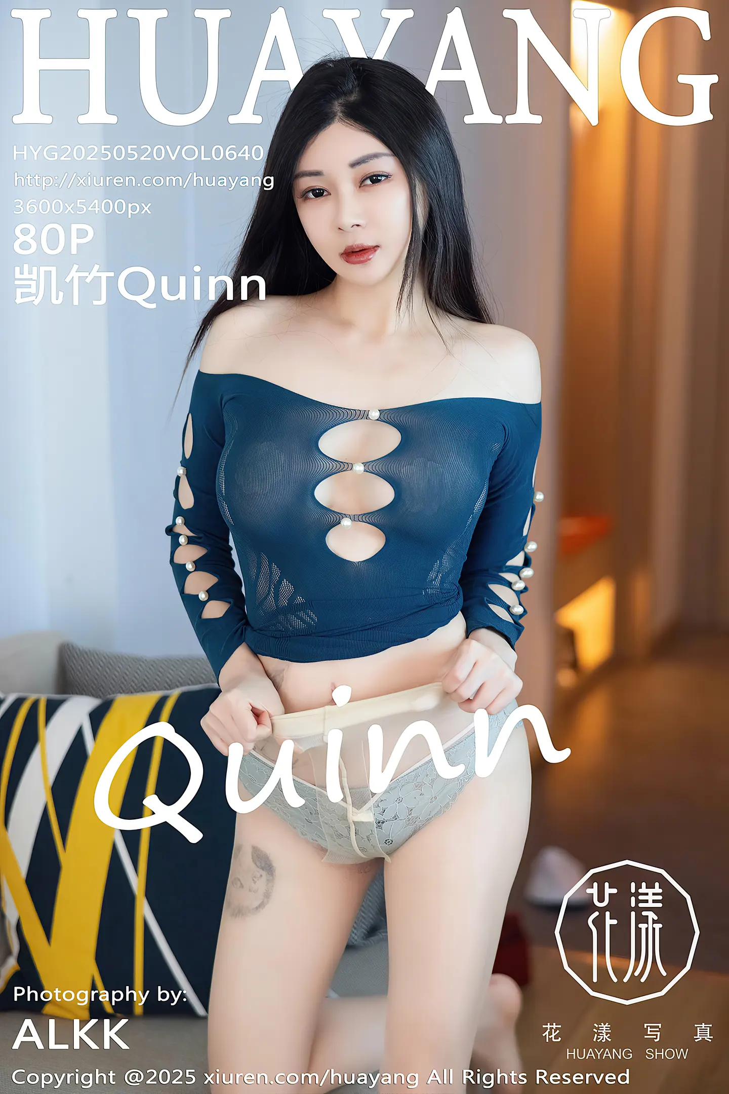 [HuaYang花漾]Vol.640_模特凯竹Quinn性感蓝色连衣短裙配超薄肉丝秀丰腴身姿诱惑写真80P-秀人网 - XiuRen.Pro